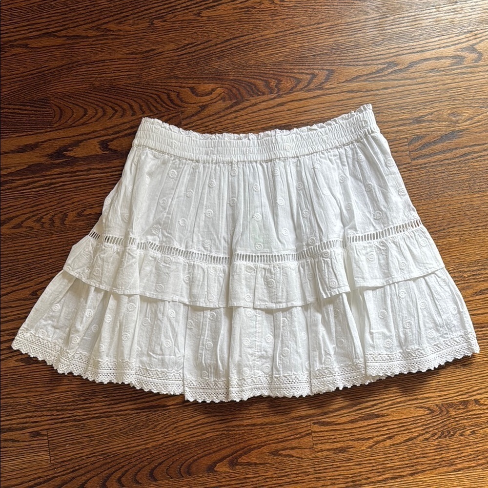 Sam Edelman Women’s XL Polka Dot White Smocked Skater Midi Skirt